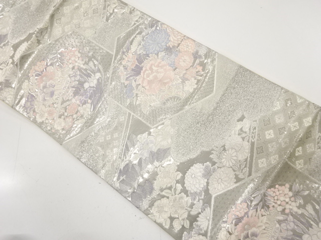 JAPANESE KIMONO / ANTIQUE FUKURO OBI / SILK / WOVEN FLOWERS